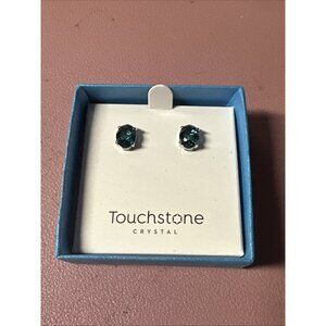 Touchstone Crystal Indicolite Post Earrings - Blue - NIB